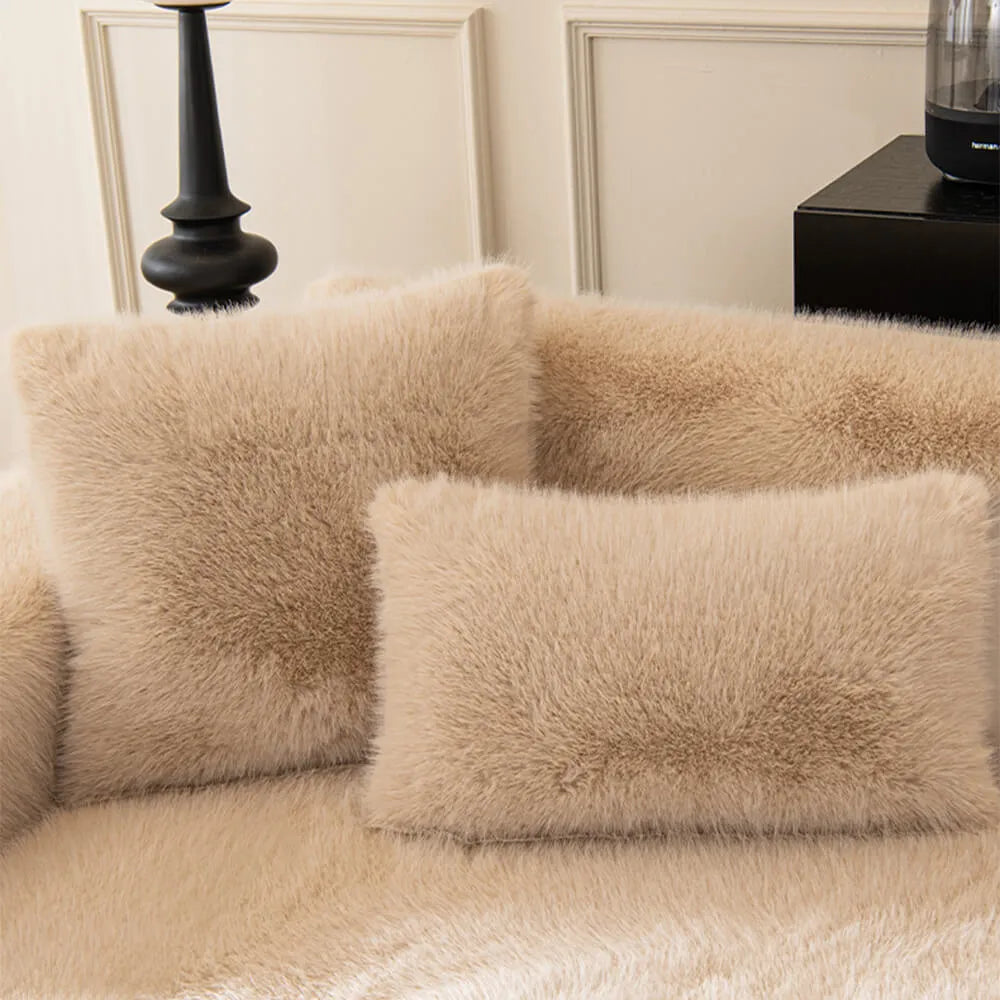 Thick Faux Fur Sofa Protector Non-Slip Sofa Cover