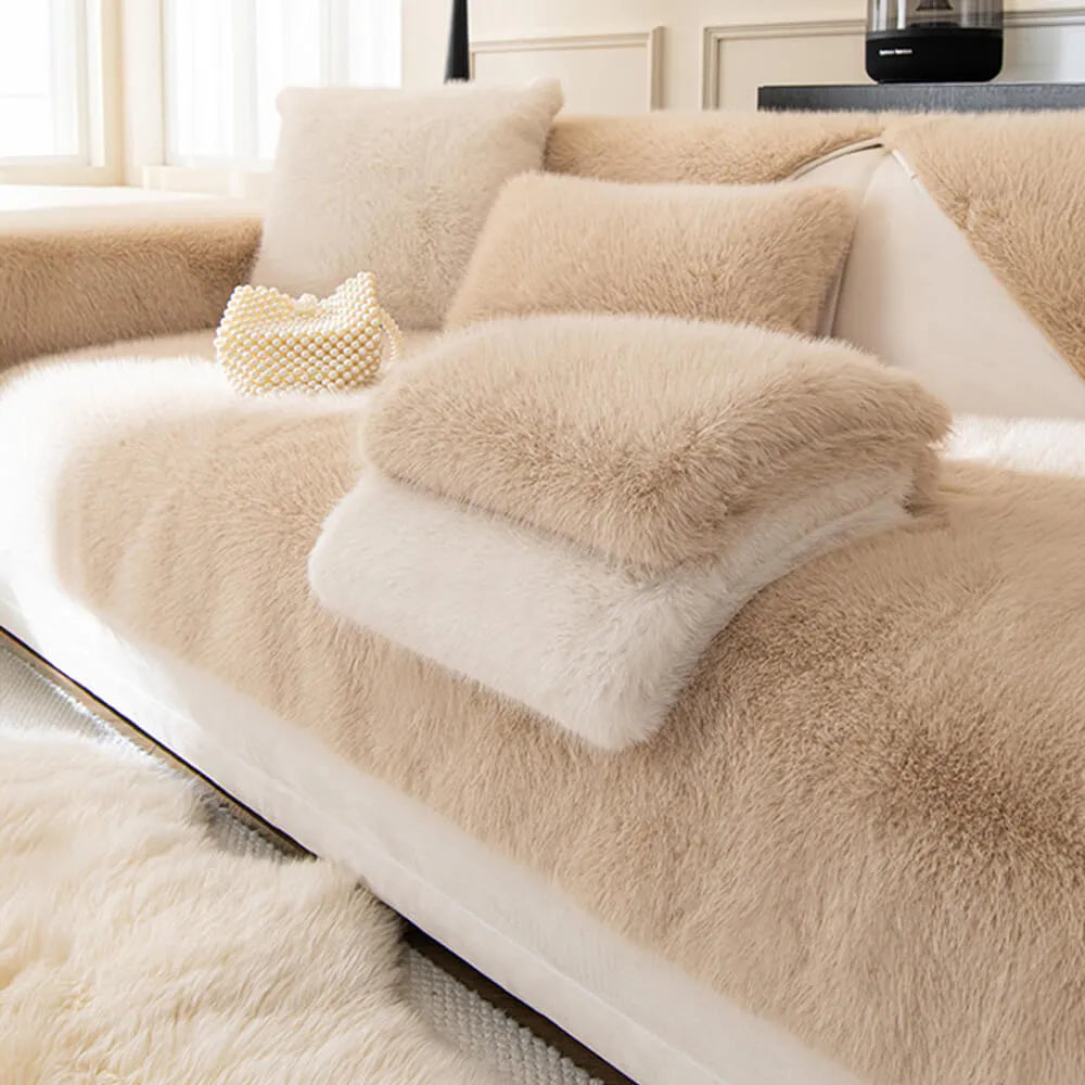 Thick Faux Fur Sofa Protector Non-Slip Sofa Cover