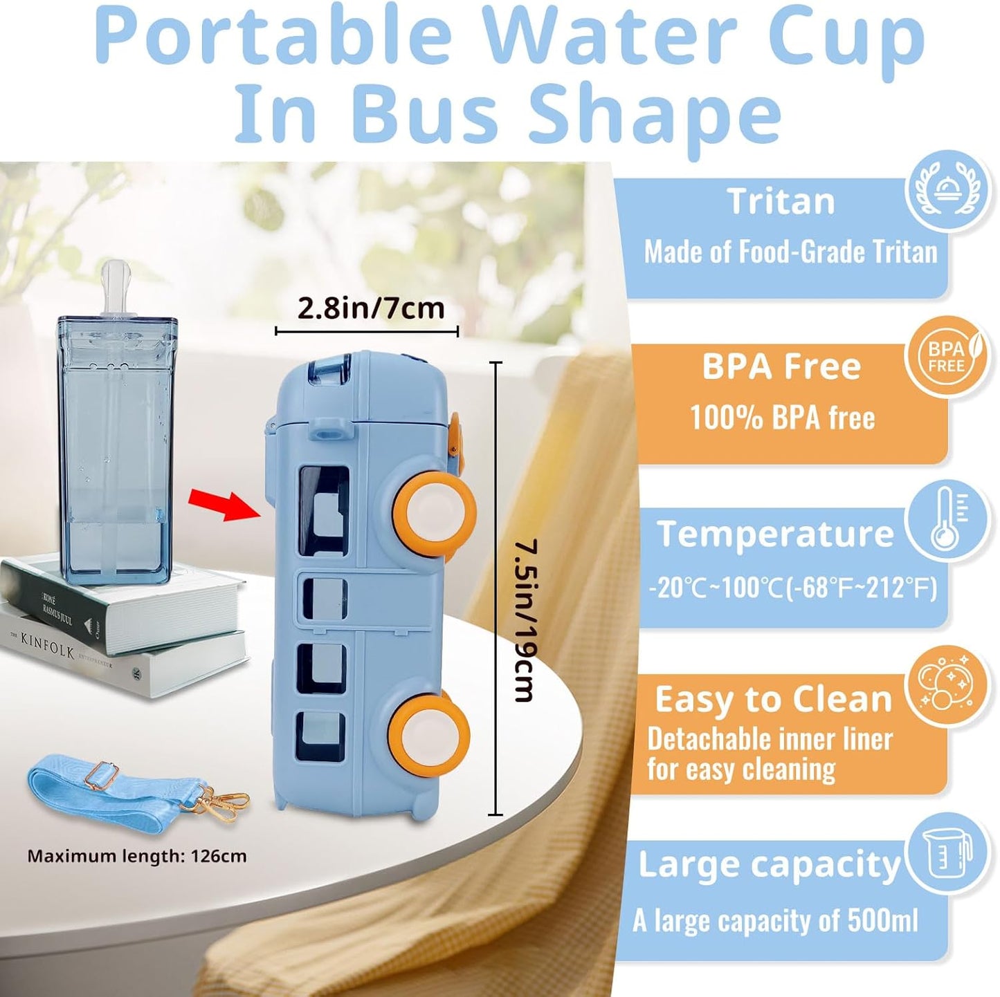 Bus Shaped Sipper Water Bottle For Kids💦🔥