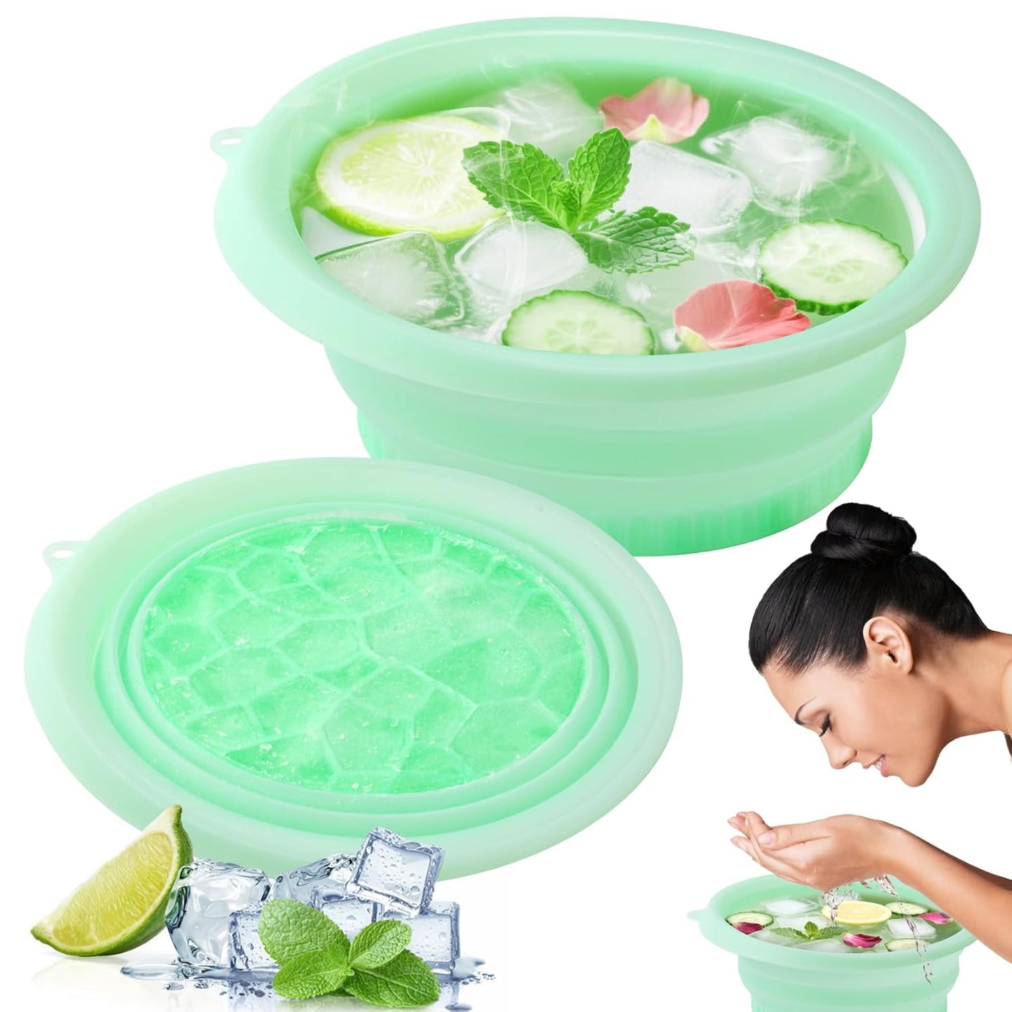 Foldable Silicone Ice Bath Facial Plunge Bowl with Inbuilt Ice tray