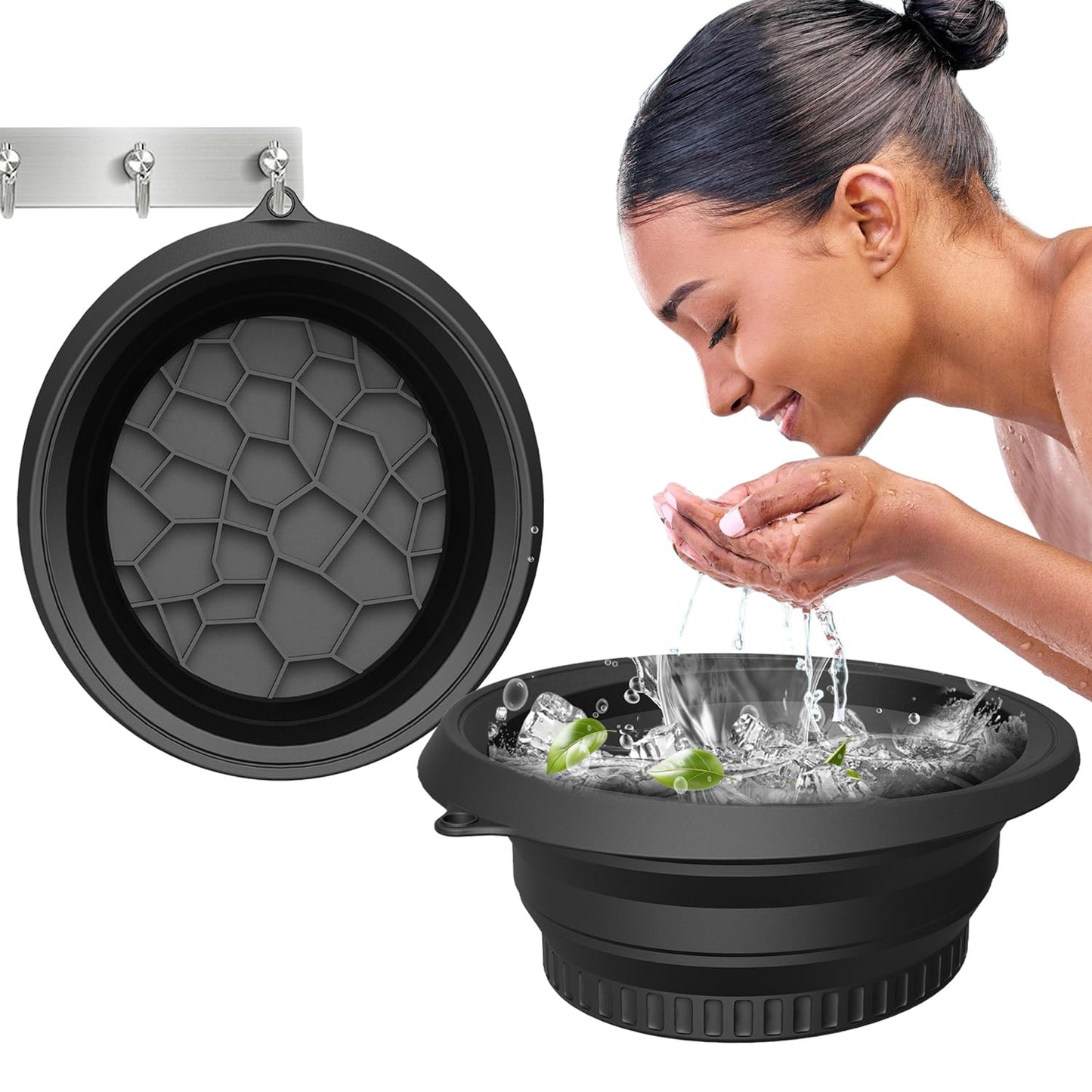 Foldable Silicone Ice Bath Facial Plunge Bowl with Inbuilt Ice tray