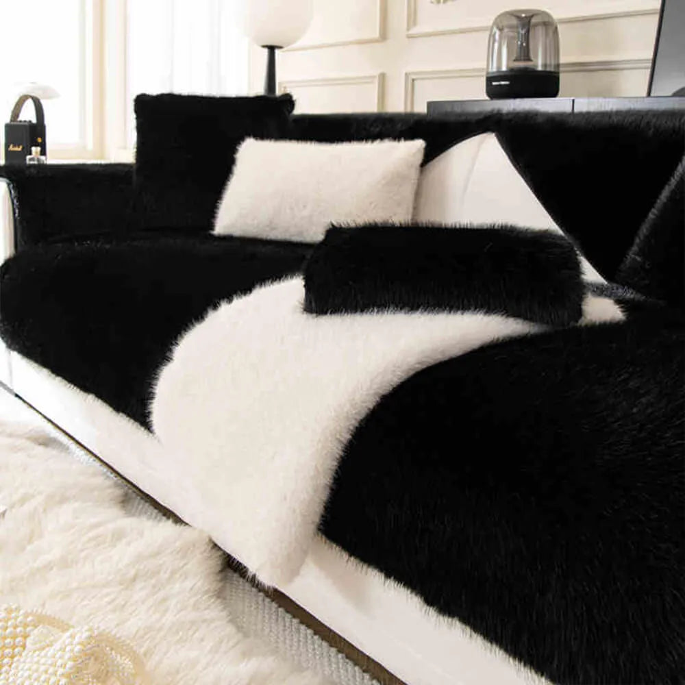 Thick Faux Fur Sofa Protector Non-Slip Sofa Cover