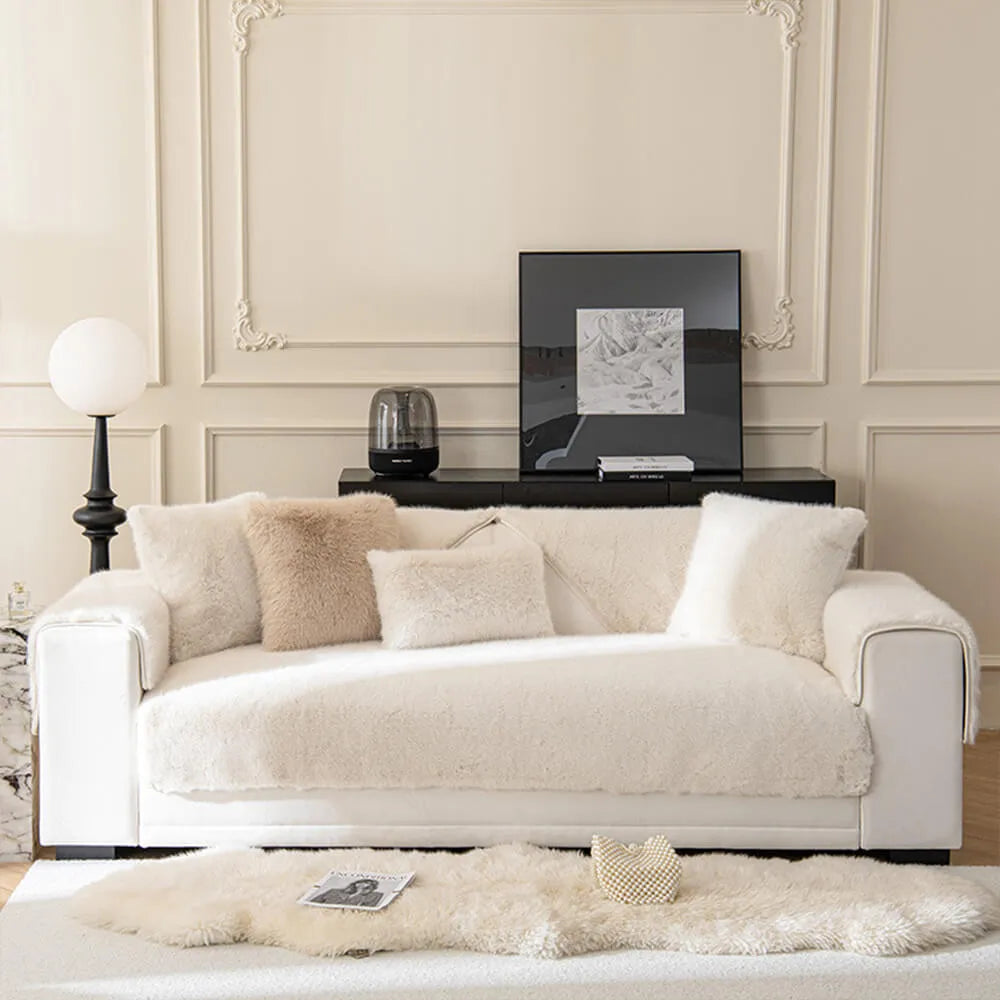 Thick Faux Fur Sofa Protector Non-Slip Sofa Cover