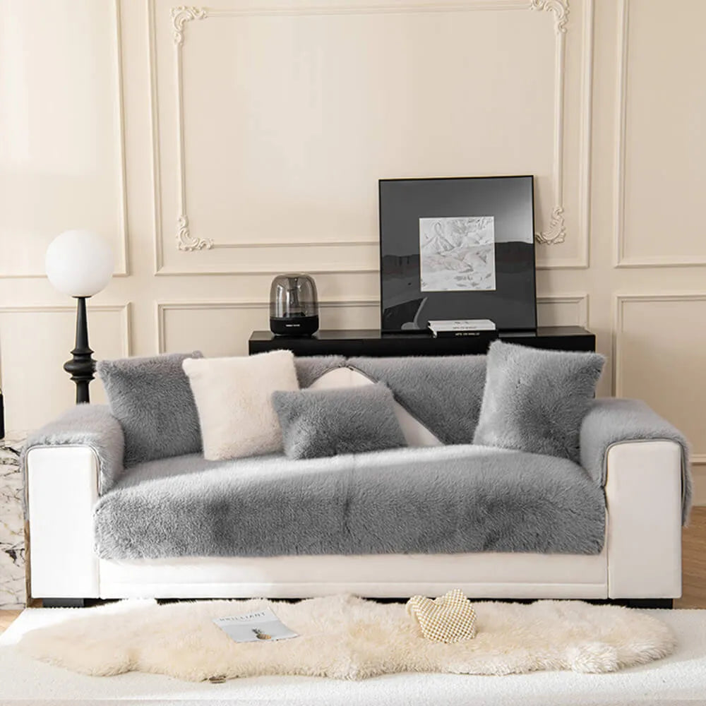 Thick Faux Fur Sofa Protector Non-Slip Sofa Cover