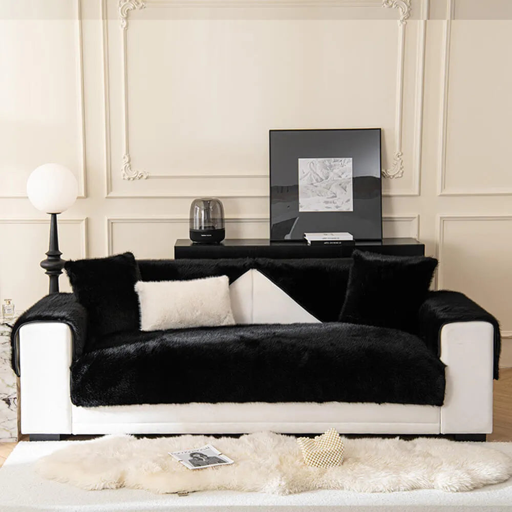 Thick Faux Fur Sofa Protector Non-Slip Sofa Cover